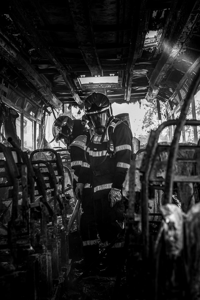 fire, firefighter, fireman, emergency, monochrome, rescue